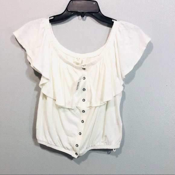 Free People Tops - NWT free people Ivory ruffle top size S